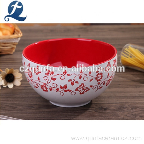 Different Size Printed Rice Soup Ceramic Noodle Bowl